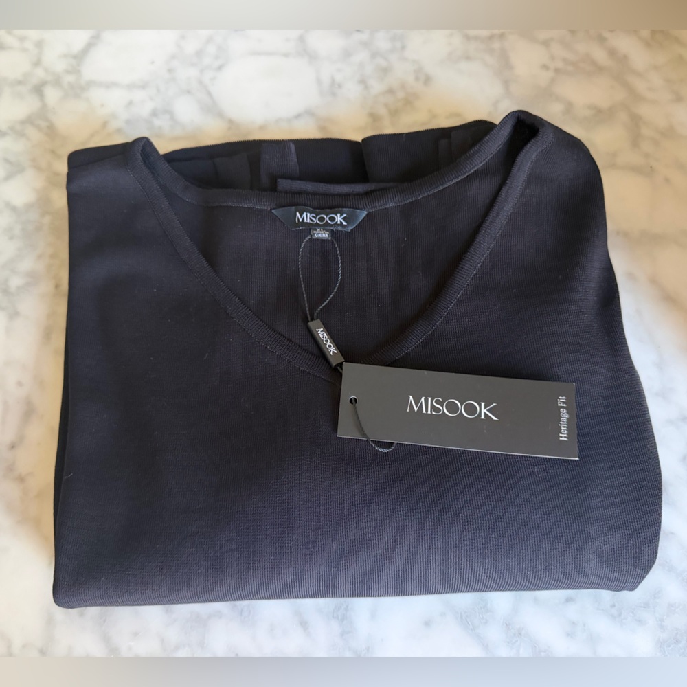 MISOOK Black Short-Sleeve Little Black Work Dress Minimalist Heritage Cocktail - Picture 6 of 7